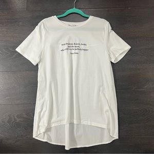 Zara Oscar Wild quote t shirt, with freedom, flowers, books and the moon…